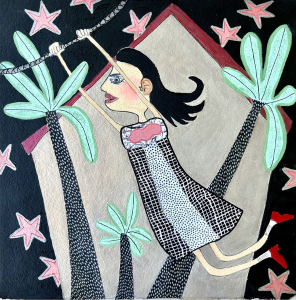 Night Swinger, Collage by Jane Lubin