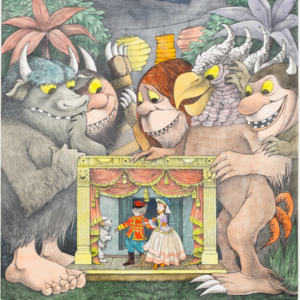 Maurice Sendak illustration of Wild Things around theatre