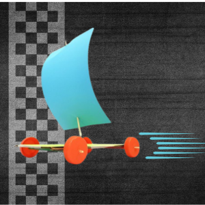 Wind powered car built from popsicle sticks