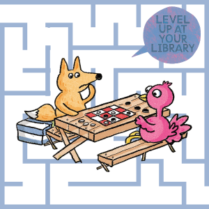 Illustration of animals playing checkers 