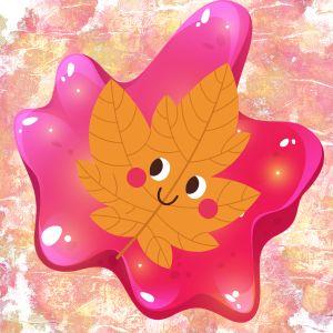 Illustration of leaf over pink slime