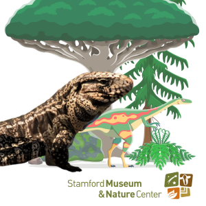 Photo of lizard over prehistoric background