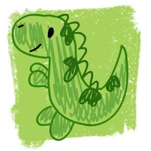 Crayon scribbled dinosaur drawing