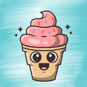 A happy ice cream cone