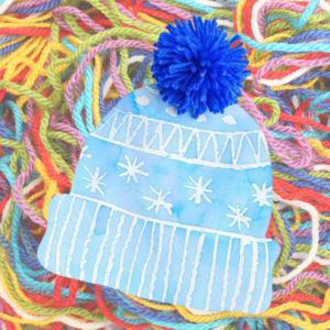 Photo of painting of winter hat with yarn pom pom