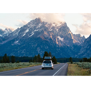 Still of Car Heading to Mountains