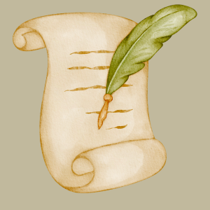 Quill and parchment paper